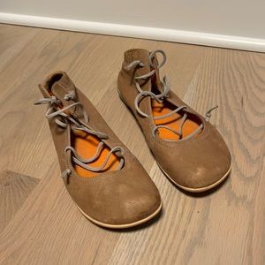 CAMPER GREY LEATHER BALLET FLATS SIZE 39